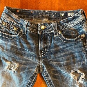 Miss Me Women's Distressed Blue Boyfriend Jeans